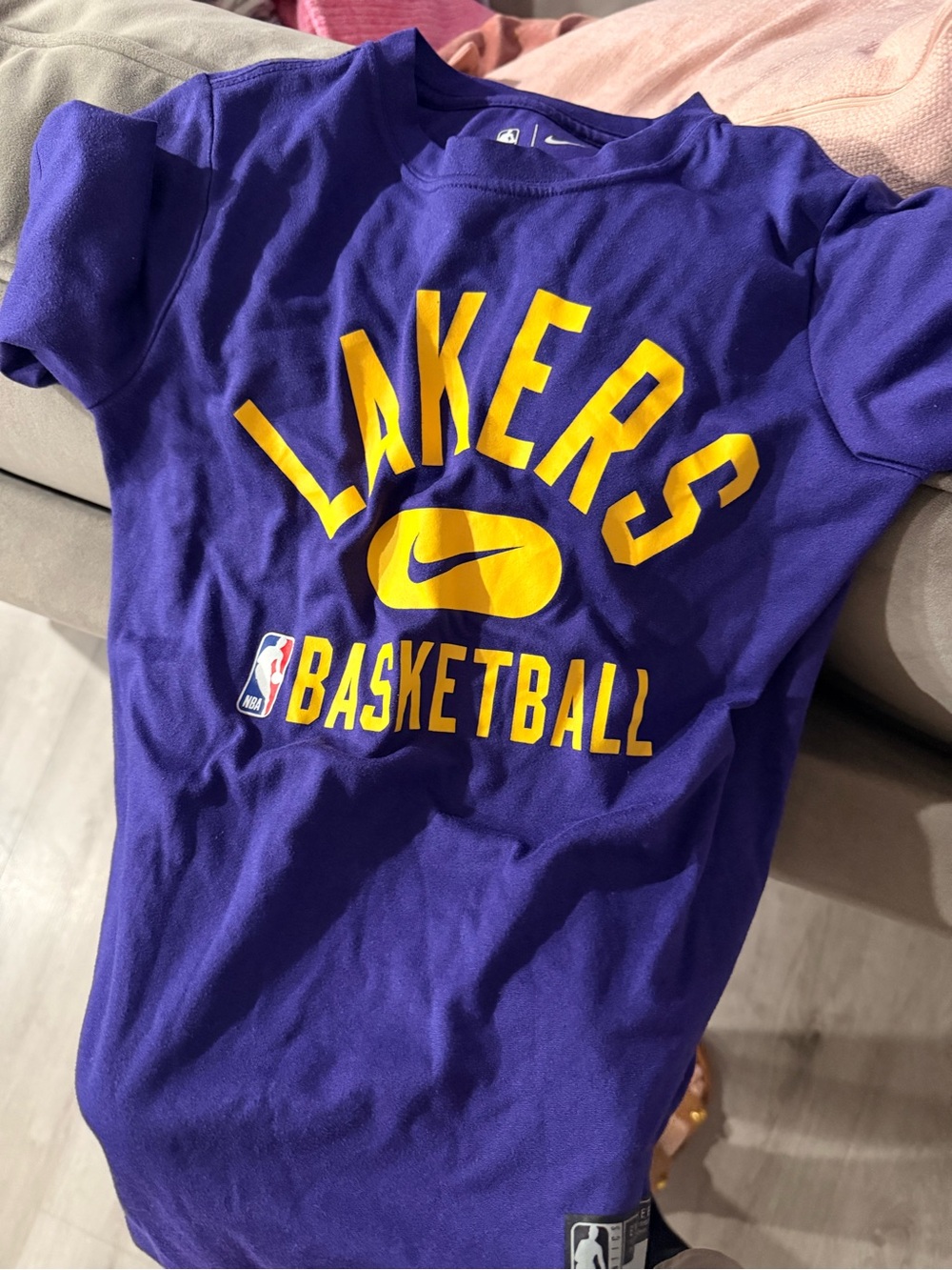 Los Ángeles NBA LA Lakers Basketball Purple Yellow Nike Dri Fit Shirt Size Small